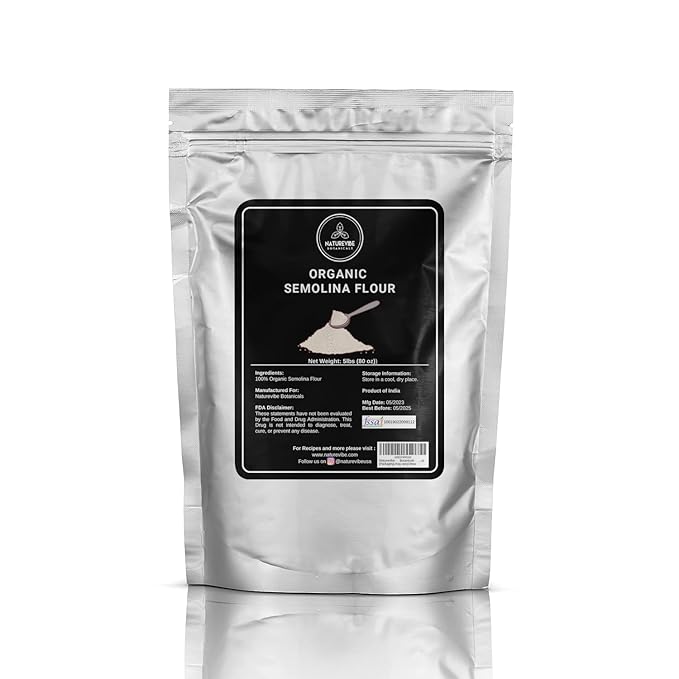 Naturevibe Botanicals Semolina Flour 5lb Premium Quality | Used for Baking and as Thickener
