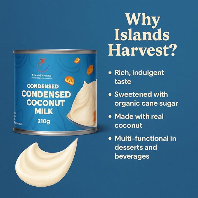 Islands Harvest Sweetened Condensed Coconut Milk Pack of 3 - Gluten-Free, Non-GMO, Vegan Coconut Milk - Rich and Tasty Flavor - Pure No Added Artificial Flavors, Colors & Preservatives
