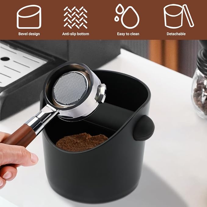 Espresso Knock Box 4.3 Inch Small Coffee Grounds Bin with Removable Knock Bar Non Slip Base Splash Proof Mini Knock Box for Home Cafes Restaurants