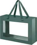 Large Green Clear Gift Box, 13.5x9x4.1 Inches Gift Box with Window by Handle, Bridesmaid Proposal Box, Collapsible Gift Box with Magnetic Closure (Glossy Green, 1 Pack)