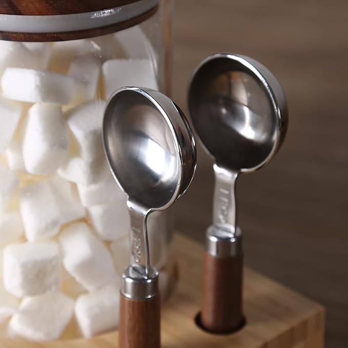 KKC HOME ACCENTS Air Tight Glass Coffee Tea Containers with Spoons for Coffee Beans,Loose Tea,Ground Coffee,Matcha,Glass Canisters with Airtight Lids and Scoops,39 Fl oz