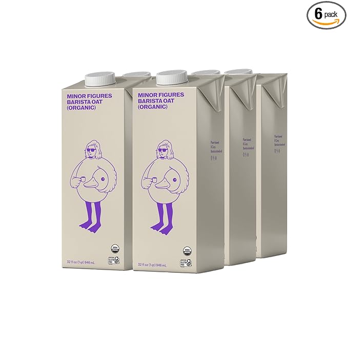 Minor Figures - Oat Milk - Organic - Barista Standard - 32 Oz - 6 Pack - Non Gmo - Plant Based - Vegan - Dairy Free - Shelf Stable - Unsweetened