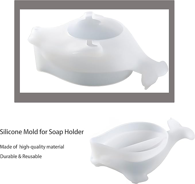 Self-Draining Dolphin Soap Holder Silicone Resin Mold, Dolphin Soap Holder DIY, Epoxy Resin Casting Mold for Soap Tray, Silicone Mold for Soap Holder