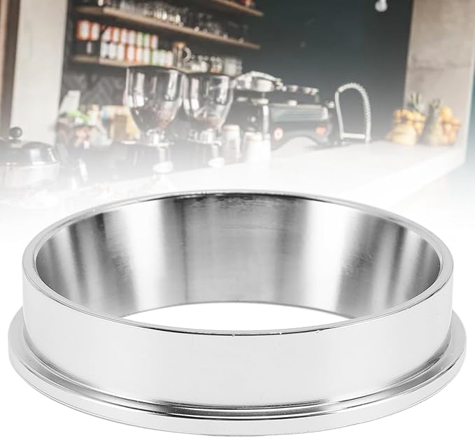 57.5MM Espresso Dosing Funnel, 304 Stainless Steel Coffee Dosing Ring Catcher Ring, Universal Coffee Dosing Ring Replacement for Home Coffee Machine Tools(Silver)