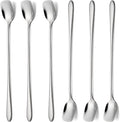 Long Coffee Spoons Steel Set of 6 Stainless Coffee Stirrer Iced Cream Scoop Cocktail Mixing Spoons (6)