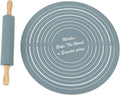 Large Silicone Rolling Pin Pastry Baking Mat Set for Kitchen (Grey)