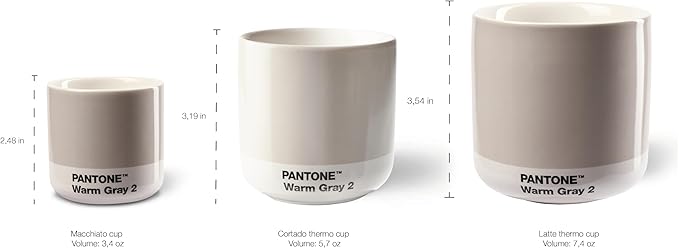 Copenhagen Design Pantone Latte Cup - Double Wall Thermo - Cappuccino Handleless Mug - 7.44oz/220ml, Red 2035