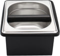Espresso Knock Box,Stainless Steel Coffee Pucks Container, with Steel Holder and Noise Reduction Rubber Ring (7.28 x 6.8 x 4.25 inch)