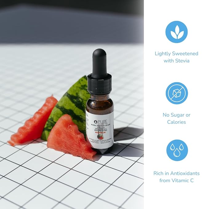Pure Inventions - Watermelon Water Infusion Drops - Antioxidants, Vitamin C & Electrolytes - Health & Wellness Drink - Immunity Support -Sugar Free, Zero Calorie, No Artificial Sweeteners -12 Servings