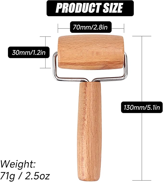 Small Rolling Pin, Wooden Dough Roller, Non-Stick Pizza Roller, T Type Rolling Pins for Kitchen Baking, Pizza Dough Press (2.8 * 5.1 inch)