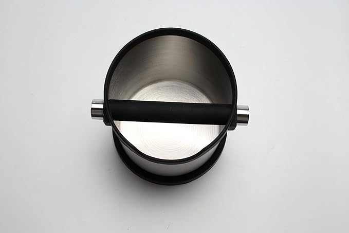 Espresso Knock Box, Capacity 60.8oz/1800ML Stainless Steel Coffee Grounds Container Waste Bin Coffee Tools for Barista and Non-slip Base (Silver)