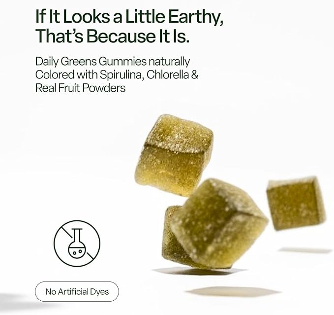 Daily Greens Gummies – 20+ Organic Greens & Fruits Blend (8.2g) + Prebiotic Fiber – Sugar-Free, Vegan, Gluten-Free – Mixed Berry – 120 Count (30 Servings) – Digestive Support, Energy & Immune Support