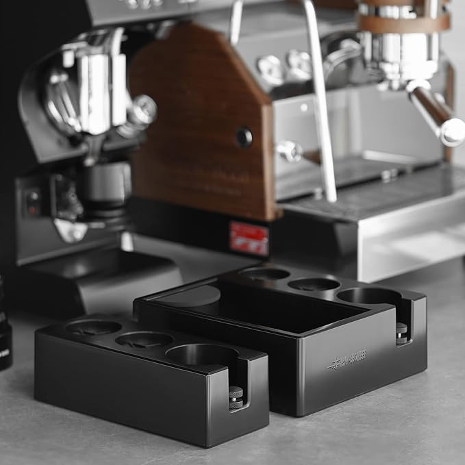 MHW-3BOMBER Espresso Tamping Station, 4 in 1 Tamper Station for Storage 51-58mm Portafilter, Distributor and Espresso Accessories,ABS Portafilter Holder,Black,CH6719