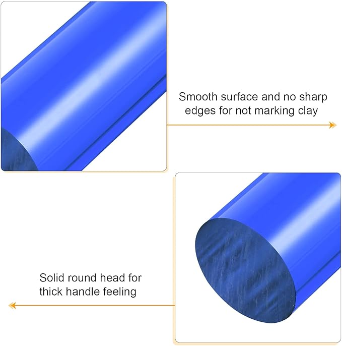 HARFINGTON Acrylic Clay Roller 6 Inch x 1 Inch Solid Non-Stick Plastic Round Tube Roller Polymer Clay Rod Fondant Rolling Pin for Shaping, Sculpting, Modeling DIY Crafts, Blue