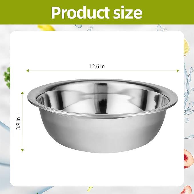 20 Pcs 12.6 x 3.9 Inch Stainless Steel Mixing Bowls for Bulk Food Prep with Nesting Design for Hotel Restaurant and Home Kitchen Cooking in Silver