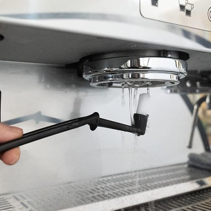 watchget Coffee Machine Cleaning Set,1Piece Coffee Machine Brush with Spoon and 1 Piece 58mm Stainless Steel Backflush Insert, Metal Blind Filter for Espresso Machine