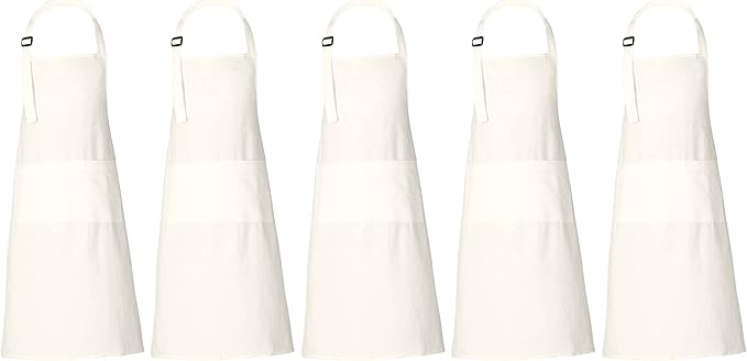 RAJRANG 100% Cotton Cooking Apron with 3 Pockets Kitchen Chef BBQ Adjustable Bib Aprons for Women Men