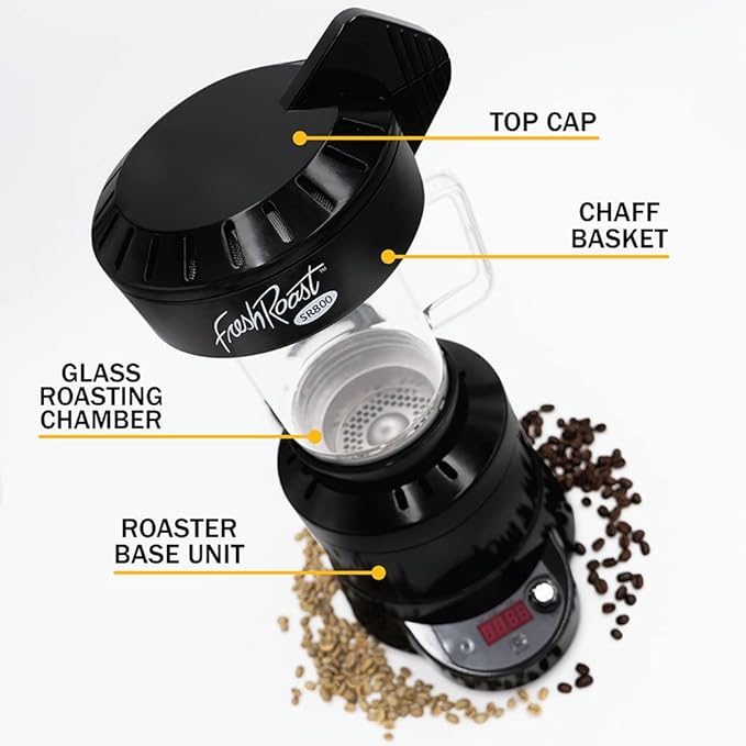 SR800 Coffee Roaster – Roast Coffee at Home – Variable Heat and Fan Control – Digital Display – Roasts 6–8 oz (170–226g) Per Batch – Easy to Use – Fast Roast Time