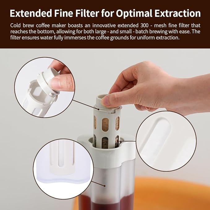 watchget 600ml/20oz Portable Cold Brew Coffee Maker with 300-Mesh Fine Filter & Airtight Seal, Leak-Proof Geometric Petal Design for Home Use, Iced Tea and Coffee Brewer Space Saving Pitcher