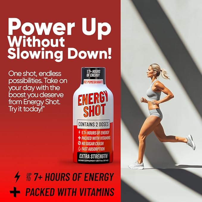 B12 Açaí Pomegranate Extra Strength Energy Shot 10 pk – 260mg Natural Caffeine B12 B6 – Energy & Vitality Support – 2 Servings Sugar Free Zero Calorie Green Tea B-Vitamins Electrolytes Vegan – 1.93 fl oz