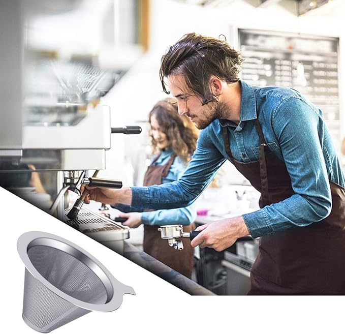 Upgraded Pour Over Coffee Filter, Coffee Dripper, Paperless Mess Stainless Steel Coffee Filter, Maker One to Two Cup Coffee, Easy to Use and Clean (1-2Cups)