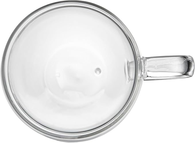 Restaurantware-Forma Professional 5.1 Ounce Glass Coffee Cups, 12 Insulated Coffee Cups With Handle - Dishwashable, Reusable, Clear Double Wall Beverage Tumblers, Freezable, For Hot Or Cold Beverages