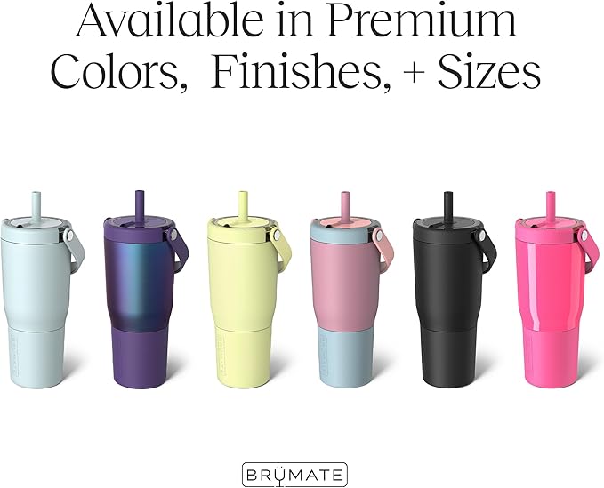 BrüMate Resa 25oz 100% Leakproof Travel Tumbler w/Handle & Straw | Flexible SoftSip Straw | Silicone Sleeve for Durability | Stainless Steel | Cup Holder & Travel Friendly Water Bottle (Matte Black)