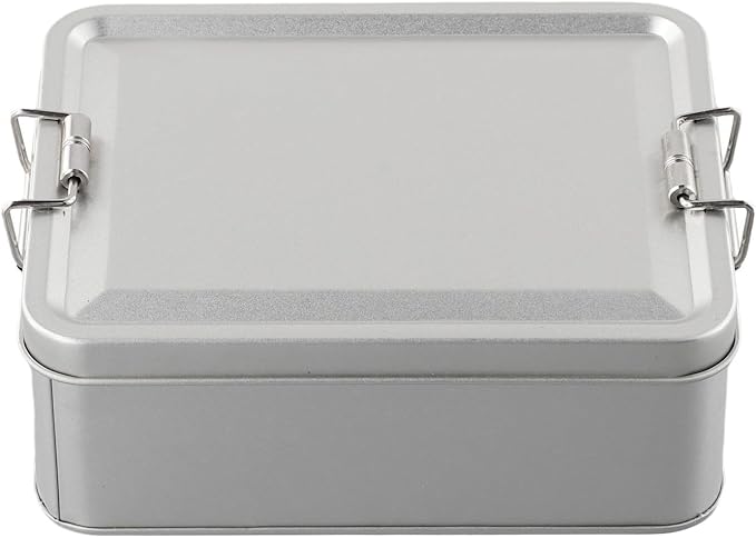 Metal Tin Box, Tinplate Metal Storage Tins Tea Container Rectangular Cookie Box With Lids For Storaging Cookies Snowflake Pastries Tea(M)