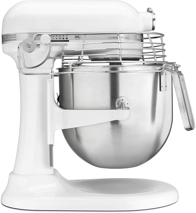 KitchenAid KSMC895WH 8-Quart Commercial Countertop Mixer with Bowl-Guard, 10-Speed, Gear-Driven, White