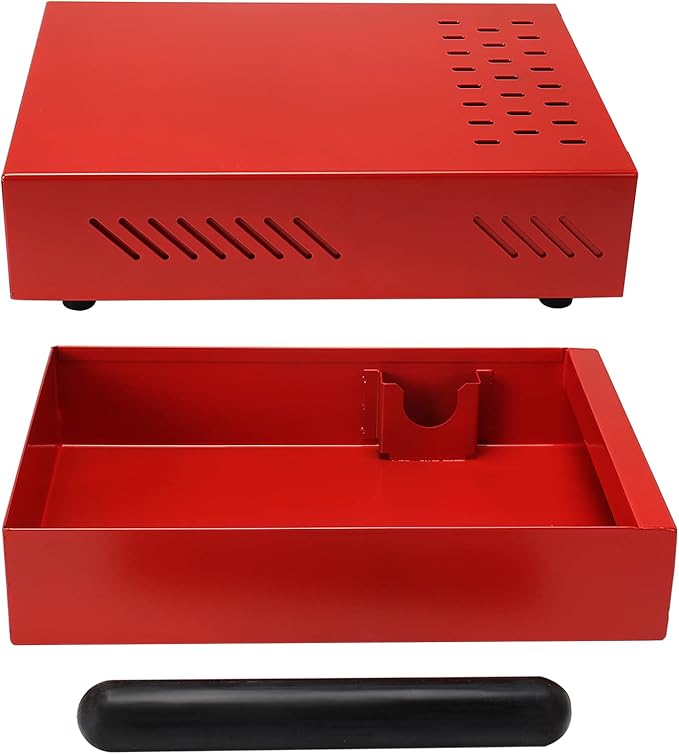 Espresso Coffee Knock Box Drawer, Stainless Steel High Bearing Capacity For Home and Commercial Use,Middle Size 13.77 x 9.84 x 3.54 inch (Red)
