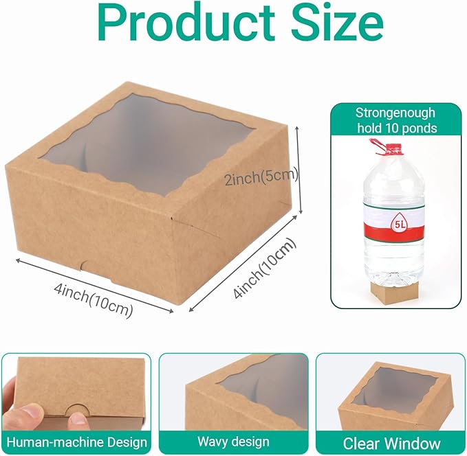 90 Pack Bakery Boxes 4x4x2 Inches Cookies Boxes Mini Bundt Cake Boxes Pie Boxes Cinnamon Roll Treat Boxes Chocolate Truffle Boxes Party Wedding Favor