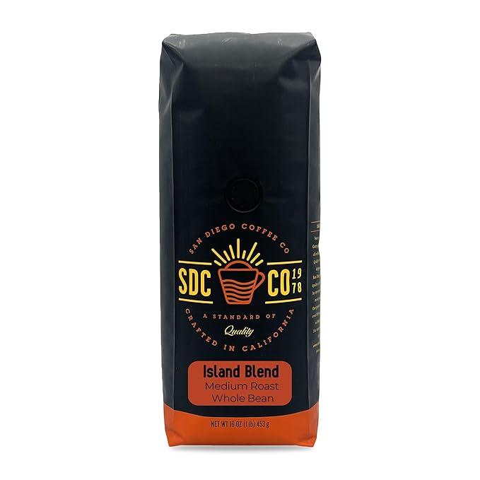 San Diego Coffee Island Blend, Medium Roast, Whole Bean Coffee, 16-Ounce Bag Café en grano tostado