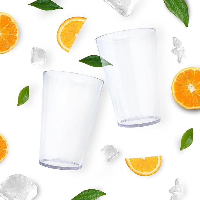32 OZ Large Plastic Cups Reusable，Clear Unbreakable Iced Tea Tumblers, Set of 6 Stackable Drinking Cups for Poolside Party Home Travel BPA-free Top-rack Dishwasher Safe,Freezer Safe