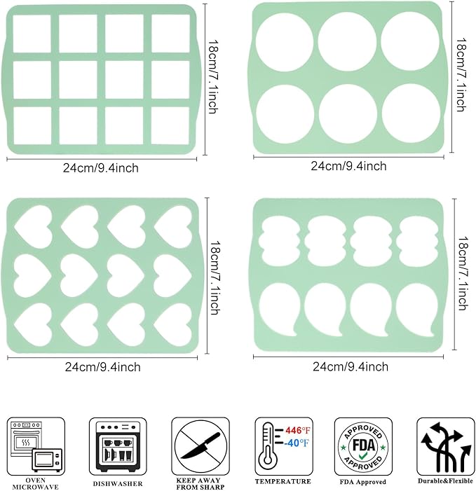 QELEG 4Pcs Cookie Molds Chocolate Chablon Cookies Stencil Mold Set for Cake Decoration QLG116/120HBGJ2393/2396
