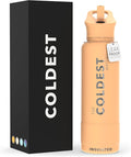 Coldest Insulated Water Bottle with Straw Lid - Stainless Steel Metal Insulated Bottle for Men & Women (Sahara Peach, 40 oz)