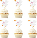 12PCS Silly Goose Cupcake Toppers, Funny Goose Birthday Cake Decorations White Goose Baby Shower Theme Decorations Party Supplies for Baby Boy Girls Birthday Party Decorations