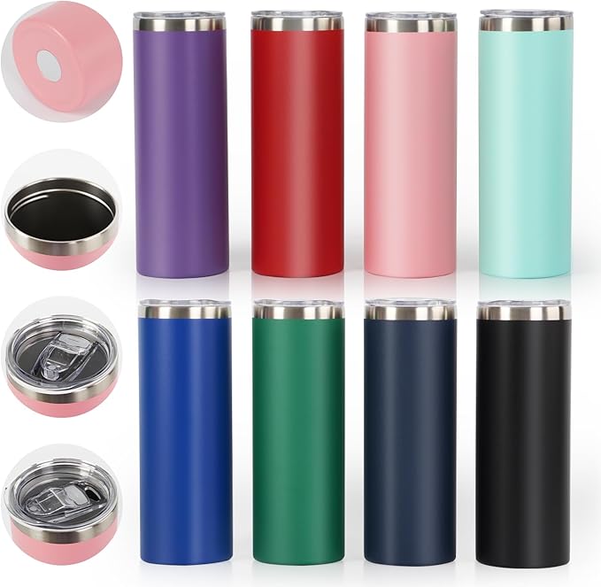 Personalized 20oz Skinny Tumbler: Engraved, Stainless Steel, Insulated, Leak-Proof Lid & Straw, Hot/Cold for Hours, Ideal for Coffee, Water, Wine, Gift for Birthdays, Weddings, Holidays, (25 designs)