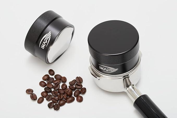 IKAPE Coffee Products, 53MM Coffee Distributor, Gravity Adaptive Espresso Distributor Fits All 54MM Espresso Portafilter, Compatible with 54MM Breville Bottomless Portafilter (Black)