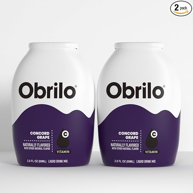 Obrilo Water Enhancer Liquid Flavoring Drops - ZERO Sugar/Calorie, Dye Free, Naturally Flavored Drink Syrup, 2.0 fl oz x 2 Bottles for Kids & Adults (Concord Grape)