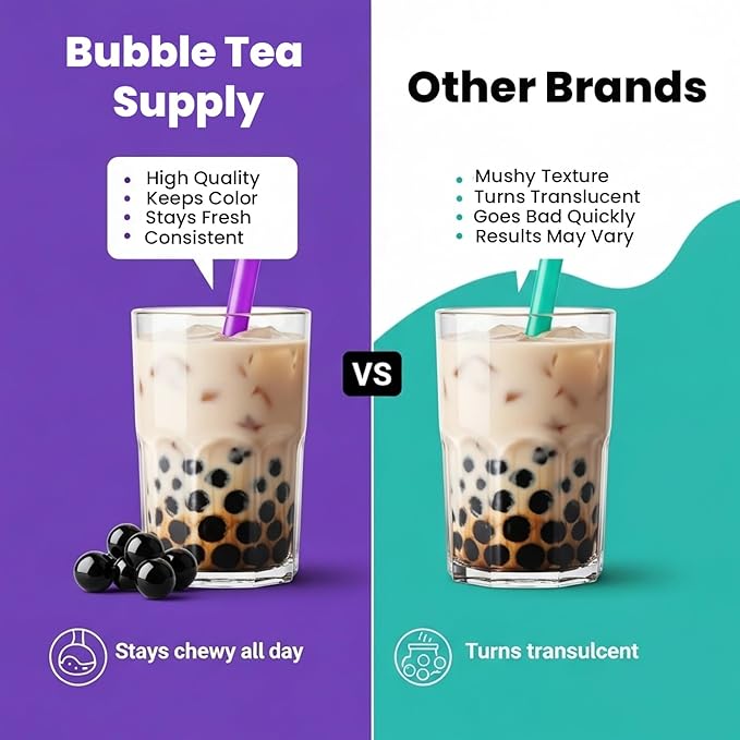 Black Tapioca Boba Pearls for Bubble & Milk Tea Unsweetened - 2.2 Lbs 20-30 Servings - Premium Chewy Black Tapioca Boba Bubbles For Beverages & Dessert Toppings For Pro Tea & Coffee Shops & Home Use