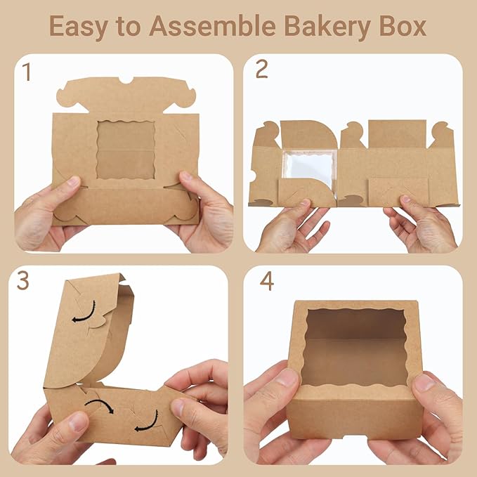 90 Pack Bakery Boxes 4x4x2 Inches Cookies Boxes Mini Bundt Cake Boxes Pie Boxes Cinnamon Roll Treat Boxes Chocolate Truffle Boxes Party Wedding Favor