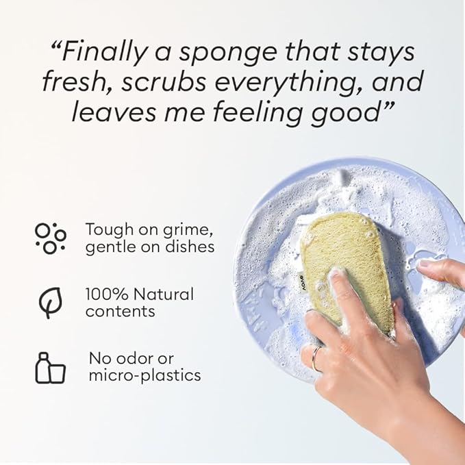 Vove Scrub Sponges 4 Pack, Cellulose & Cotton with Natural Loofah, Eco-Friendly Loofah Dish & Kitchen Sponges, Bathroom Scrubbing Pads, FSC-Certified Packaging