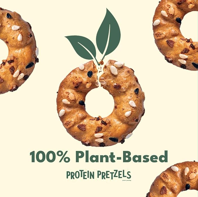Crisp Power Protein Pretzels, Everything, High Protein Vegan Keto Snack, 28 G Plant Based Protein, Low Carb Crunchy Pretzel Snacks, No Added Sugar, No Seed Oils, 1.75 oz Bags, 24 Pack