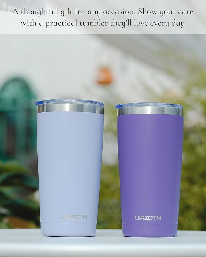 Travel Coffee Tumbler 20oz, Leakproof Travel Coffee Mug with Lid and Straw, Stainless Steel Double Wall Vacuum Insulated Tumbler for Hot/Iced Drinks (Textured Matte, White)