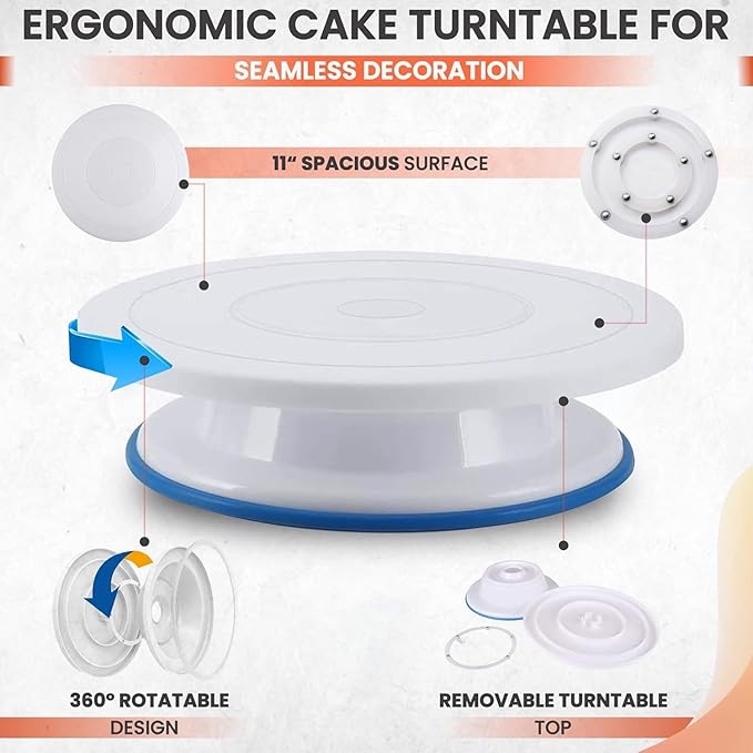 Cake Decorating Tools Supplies Kit - 82Pcs Baking Accessories with Turntable Stand Leveler 12 Piping Tips 52 Bags Icing Comb Scrapers Spatulas Cupcake Cookie Frosting Fondant Bakery Set for Beginners