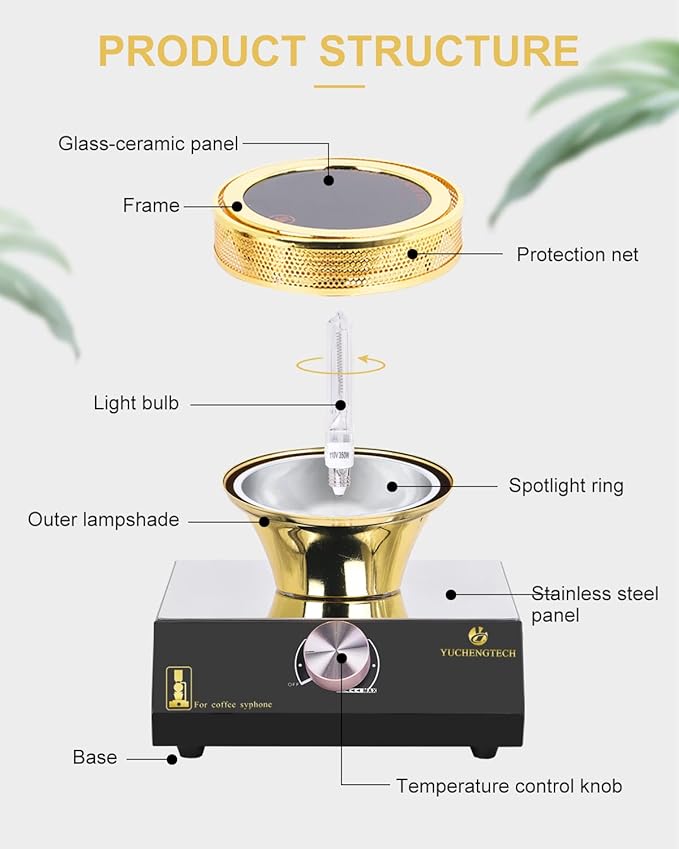 YUCHENGTECH Halogen Beam Heater Burner Smart Siphon Beam Heater for Hario Yama Syphon Coffee Maker (Only Stove) (220V)