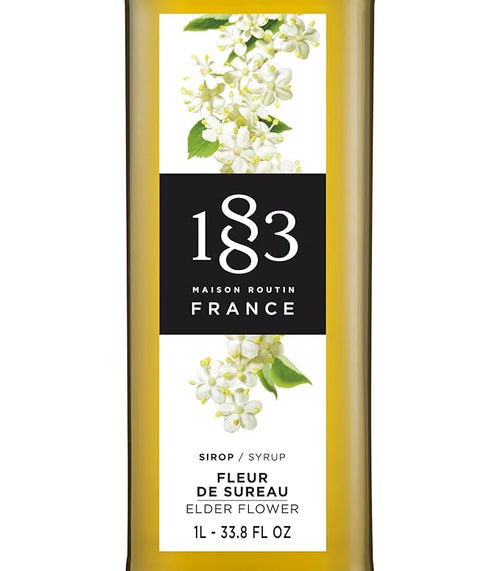 1883 Elderflower Syrup for Drinks, Made in France, 1 Liter Glass Bottle