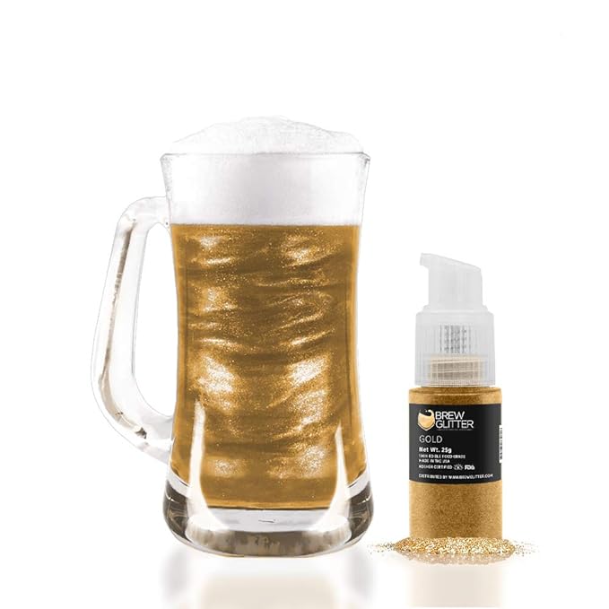 Brew Glitter - Gold (25g 1x Pump) | 100% Edible Glitter For Drinks, Cocktails, Beer & Beverages