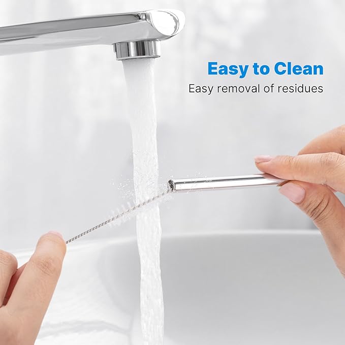 2 Pcs Stainless Steel Straws for 40 oz Stanley Tumbler, Replacement 40 oz Stanley Cup Straw Accessories with Silicone Tips and Cleaning Brush (Sky Blue)