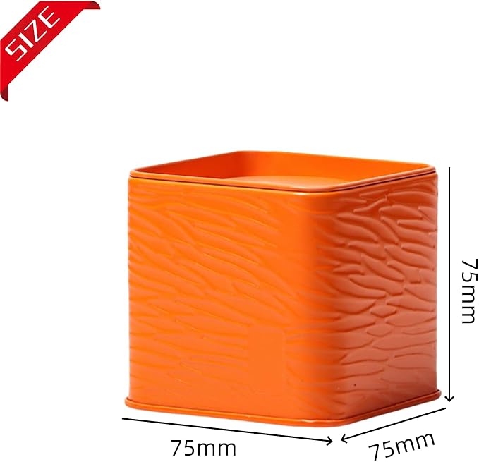 HAN SHENG 2 Pcs Decorative Square Tea Tin Tea Storage Containers Loose Tea Storage Coffee Tins Food Storage Container for Tea Coffee Herb Candy Chocolate Sugar Spices (Orange)